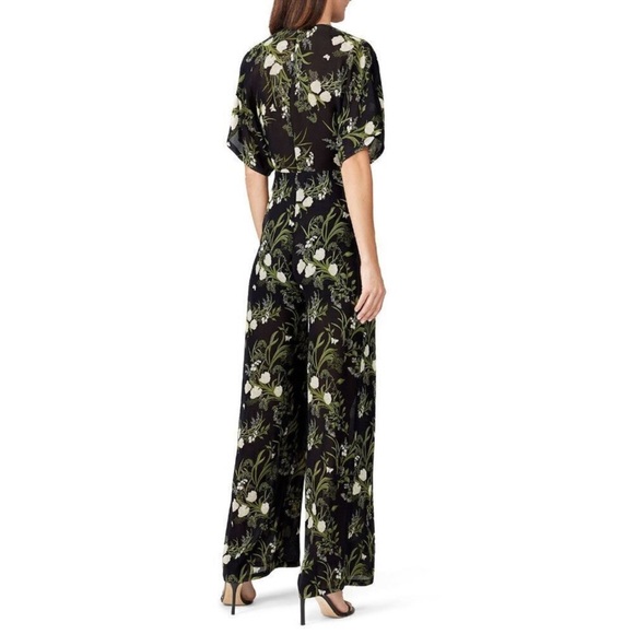 Reformation Lemongrass Jumpsuit Isabella Floral Plunge Black White - Picture 4 of 15